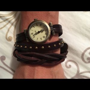 Brown leather wrap watch